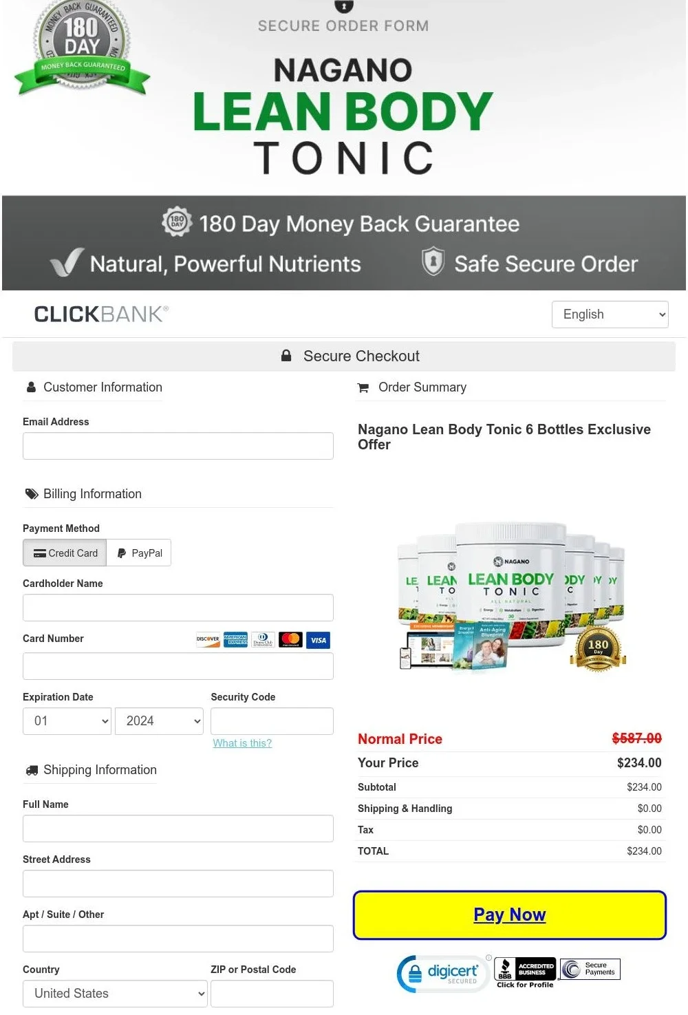 Nagano Tonic - Order Page